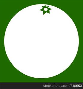 Mandarin icon white isolated on green background. Vector illustration. Mandarin icon green