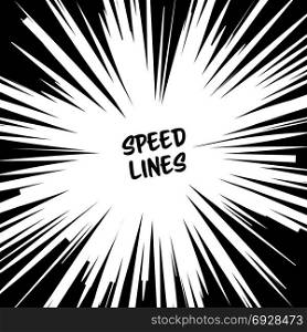 Manga Speed Lines Vector. Grunge Ray Illustration. Black And White. Space For Text. Comic Speed Radial Background. Manga Speed Lines Vector. Grunge Ray Illustration. Black And White. Space For Text. Comic Book Radial Lines Background Frame. Superhero Action. Explosion