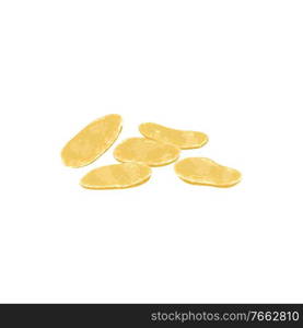 Mango dried fruits, dry food and candied fruit sweets, isolated vector icon. Candied dried mango succade, sweet dessert confection, culinary and pastry ingredient. Mango dried fruits, dry food, candied fruit sweets