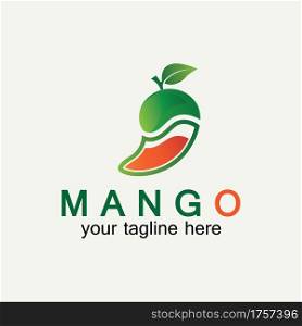 Mango fruit logo vector illustration design template. Mango in flat style. Mango icon. Mango and Healthy Fruit design with modern style. Vector illustration