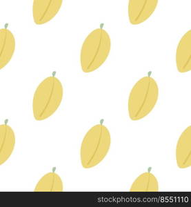 Mango fruit seamless pattern vector illustration. Background repeat exotic tropical fruits. Print for textiles, packaging, wallpaper, design. Template healthy organic food. Model hand drawn fruit. Mango fruit seamless pattern vector illustration