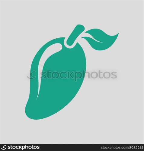 Mango icon. Gray background with green. Vector illustration.