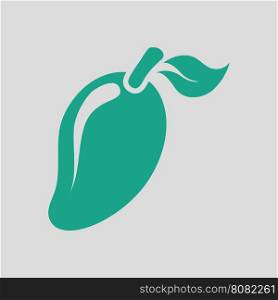 Mango icon. Gray background with green. Vector illustration.
