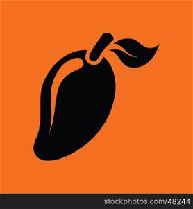 Mango icon. Orange background with black. Vector illustration.