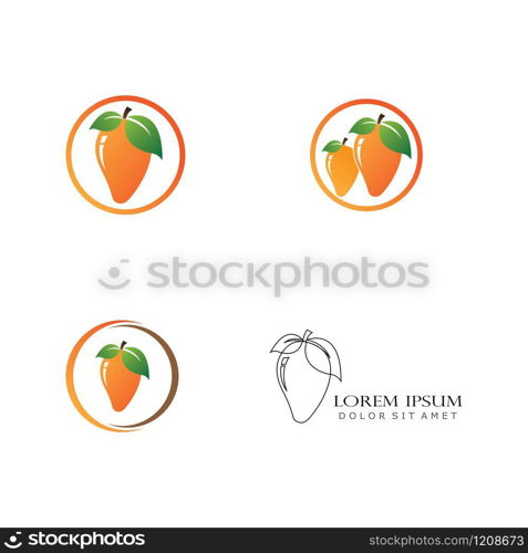 Mango in flat style. Mango vector logo. Mango icon.