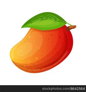mango leaf cartoon. fruit fresh, yellow juicy, ripe food, healthy tropical, sweet green, dessert organic mango leaf vector illustration. mango leaf cartoon vector illustration