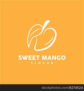 Mango Logo, Fresh Fruit Vector, Abstract Line Style Design, Icon Template Illustration