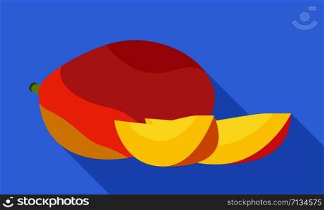 Mango pieces icon. Flat illustration of mango pieces vector icon for web design. Mango pieces icon, flat style