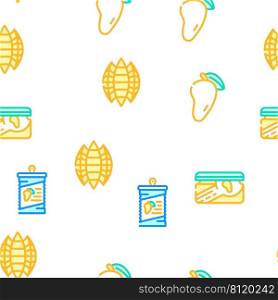 Mango Tropical Fruit Vector Seamless Pattern Color Line Illustration. Mango Tropical Fruit Vector Seamless Pattern