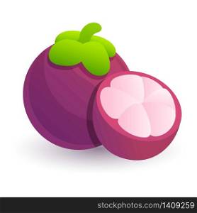 Mangosteen icon. Cartoon of mangosteen vector icon for web design isolated on white background. Mangosteen icon, cartoon style