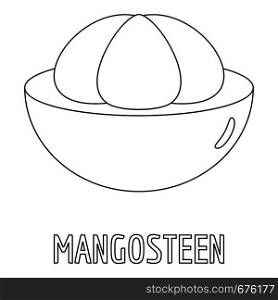Mangosteen icon. Outline illustration of mangosteen vector icon for web. Mangosteen icon, outline style.