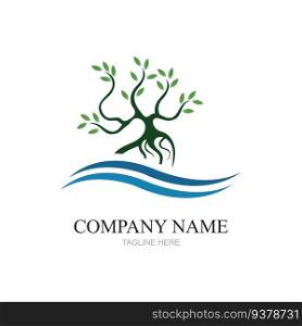 Mangrove trees and mangrove Forest Ecology Logo design vector