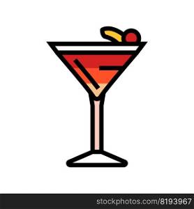 manhattan cocktail glass drink color icon vector. manhattan cocktail glass drink sign. isolated symbol illustration. manhattan cocktail glass drink color icon vector illustration