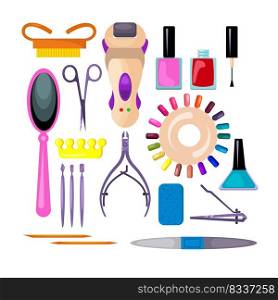 Manicure and pedicure set. Collection for fingernail design. Can be used for topics like salon, treatment, cosmetology