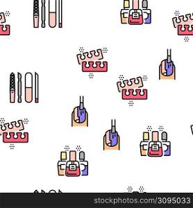Manicure And Pedicure Vector Seamless Pattern Thin Line Illustration. Manicure And Pedicure Vector Seamless Pattern
