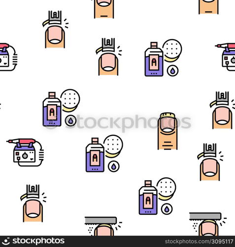 Manicure And Pedicure Vector Seamless Pattern Thin Line Illustration. Manicure And Pedicure Vector Seamless Pattern