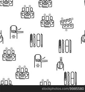 Manicure And Pedicure Vector Seamless Pattern Thin Line Illustration. Manicure And Pedicure Vector Seamless Pattern