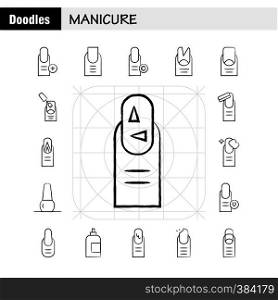 Manicure Hand Drawn Icon Pack For Designers And Developers. Icons Of French, Healthcare, Manicure, Medical-Cross, Art, Beauty, Care, Manicure, Vector