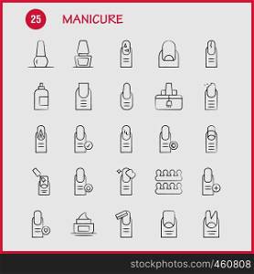 Manicure Hand Drawn Icon Pack For Designers And Developers. Icons Of French, Healthcare, Manicure, Medical-Cross, Art, Beauty, Care, Manicure, Vector