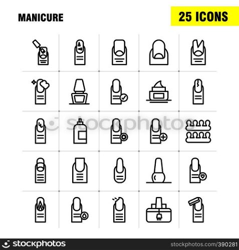Manicure Line Icon Pack For Designers And Developers. Icons Of French, Healthcare, Manicure, Medical-Cross, Art, Beauty, Care, Manicure, Vector