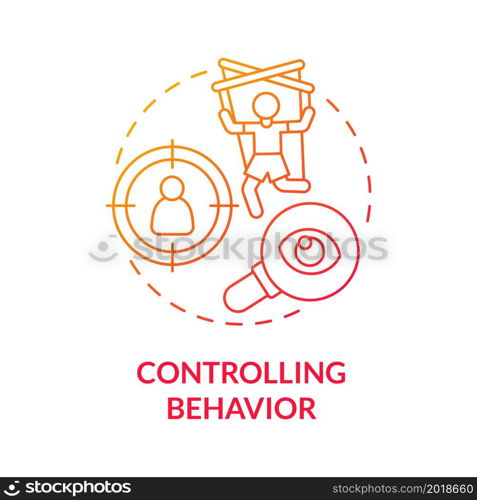 Manipulative behavior concept icon. Physical and mental abuse. Relationship trust absence. Jealous partner abstract idea thin line illustration. Vector isolated outline color drawing. Manipulative behavior concept icon