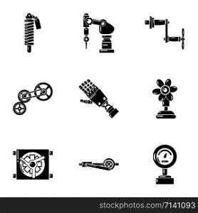 Manipulator arm icons set. Simple set of 9 manipulator arm vector icons for web isolated on white background. Manipulator arm icons set, simple style