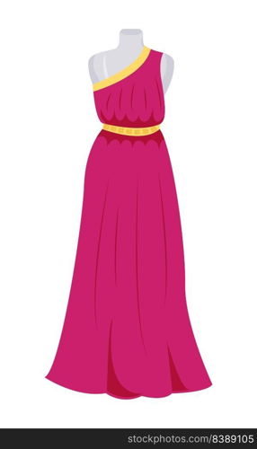 Mannequin body with evening gown semi flat color vector object. Selling elegant formal dress. Full sized item on white. Simple cartoon style illustration for web graphic design and animation. Mannequin body with evening gown semi flat color vector object