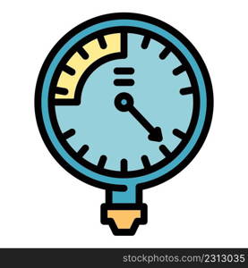 Manometer fuel icon. Outline manometer fuel vector icon color flat isolated. Manometer fuel icon color outline vector