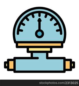Manometer reading icon. Outline manometer reading vector icon color flat isolated. Manometer reading icon color outline vector