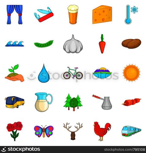 Manor house icons set. Cartoon set of 25 manor house vector icons for web isolated on white background. Manor house icons set, cartoon style