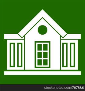 Mansion icon white isolated on green background. Vector illustration. Mansion icon green