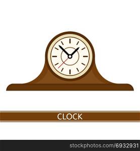 Mantel Clock Isolated. Vector illustration of old mantel clock isolated on white background.
