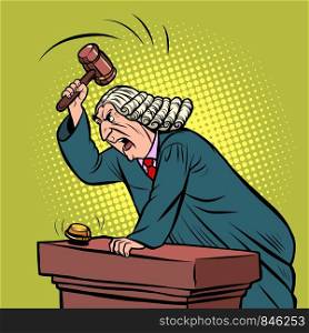 mantle judge adjudicates in courtroom. Pop art retro vector illustration drawing. mantle judge adjudicates in courtroom