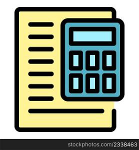 Manual calculator icon. Outline manual calculator vector icon color flat isolated. Manual calculator icon color outline vector