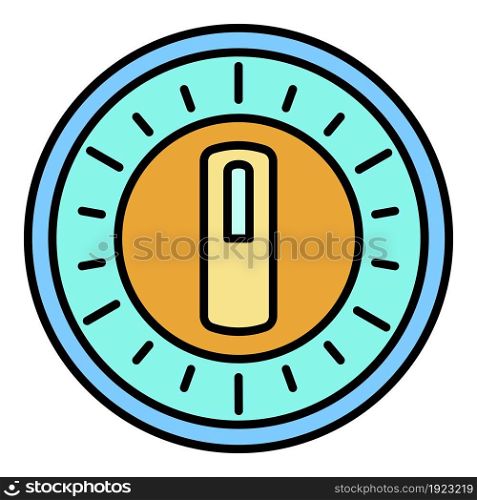 Manual kitchen timer icon. Outline manual kitchen timer vector icon color flat isolated on white. Manual kitchen timer icon color outline vector