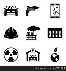 Manufacture of component icons set. Simple set of 9 manufacture of component vector icons for web isolated on white background. Manufacture of component icons set, simple style