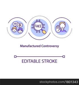Manufactured controversy concept icon. Confusion creation. Contrived disagreement. Polarization opinion abstract idea thin line illustration. Vector isolated outline color drawing. Editable stroke. Manufactured controversy concept icon