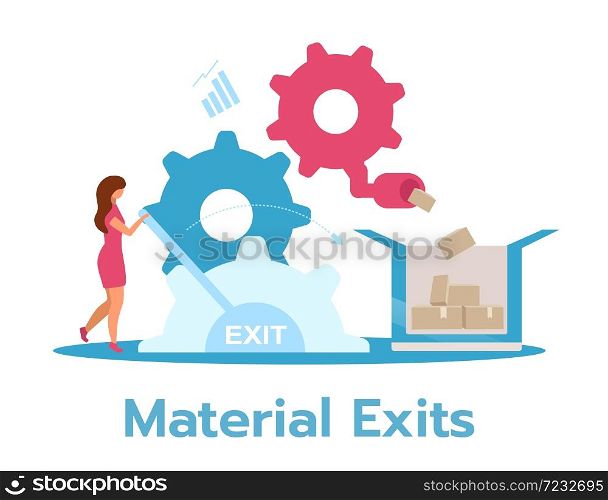 Manufacturer business model flat vector illustration. Manufacturing concept. Businesswoman controlling production process. Isolated cartoon character on white background. Manufacturer business model flat vector illustration