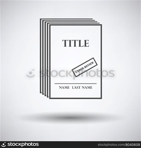 Manuscript under review icon on gray background, round shadow. Vector illustration.