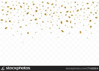 Many Falling Luxury Golden Confetti. Birthday Celebration. Vector Illustration.. Many Falling Luxury Golden Confetti. Birthday Celebration. Vector Illustration