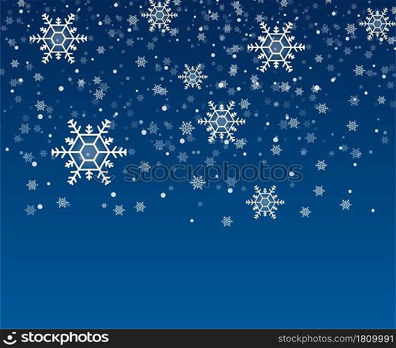 Many white cold flake elements on transparent background. Heavy snowfall, snowflakes in different shapes and forms. Vector stock illustration. Many white cold flake elements on transparent background. Heavy snowfall, snowflakes in different shapes and forms. Vector stock illustration.