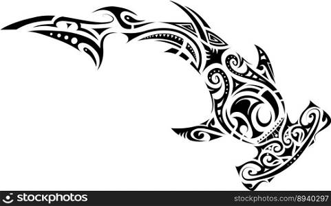 Maori style hammer shark tattoo vector image