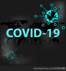 Map and coronavirus molecule created background, stock vector