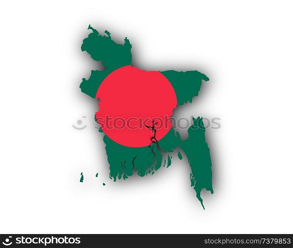 Map and flag of Bangladesh