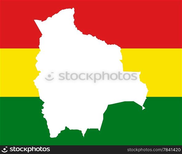 Map and flag of Bolivia