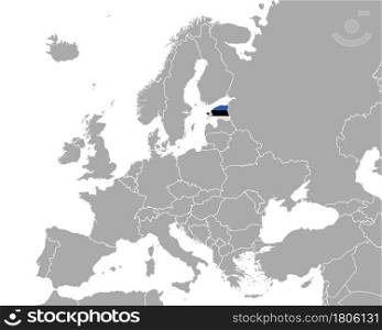 Map and flag of Estonia in Europe