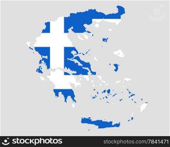 Map and flag of Greece
