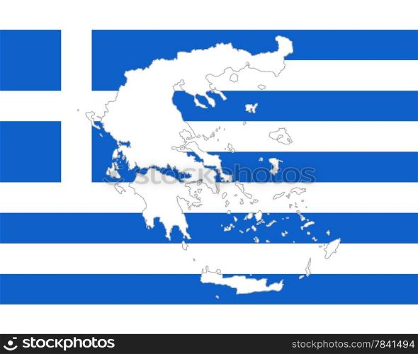 Map and flag of Greece