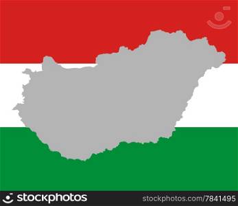 Map and flag of Hungary