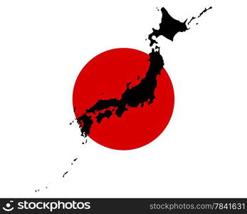 Map and flag of Japan